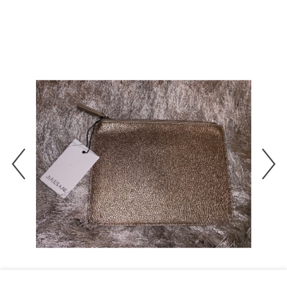 NWT- Jules Kae Vegan Leather Bronze Gold Clutch Bag B120